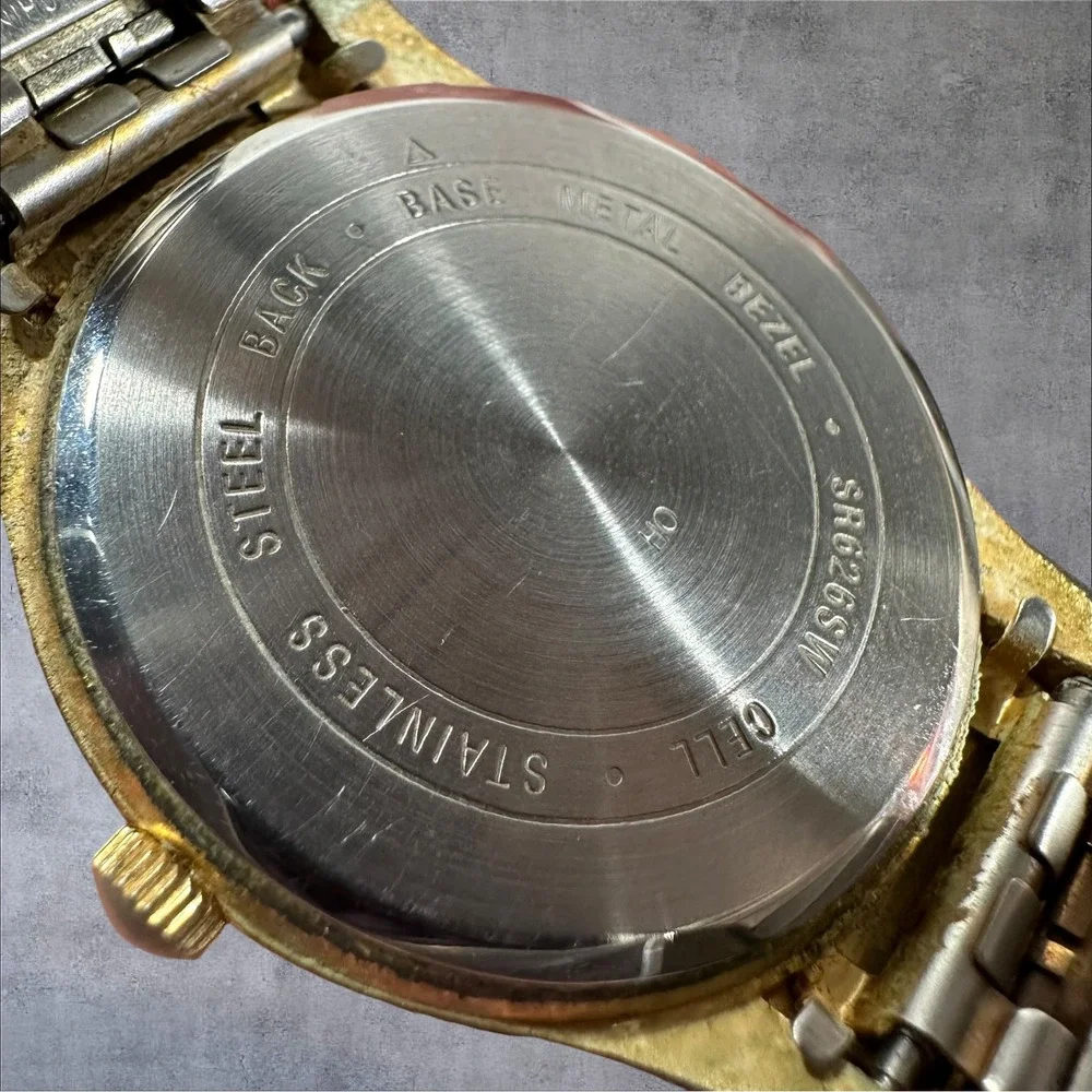 Acqua Quartz Watch Gold Tone Date Japan Stretch‎ Band SR626SW